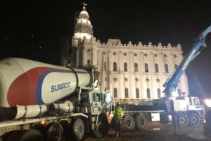 Delivering concrete for the St. George Temple Foundation